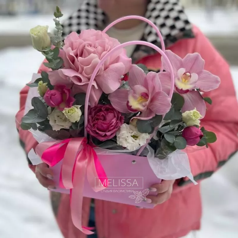 Композиция в сумочке &laquo;Розовые мечты&raquo;