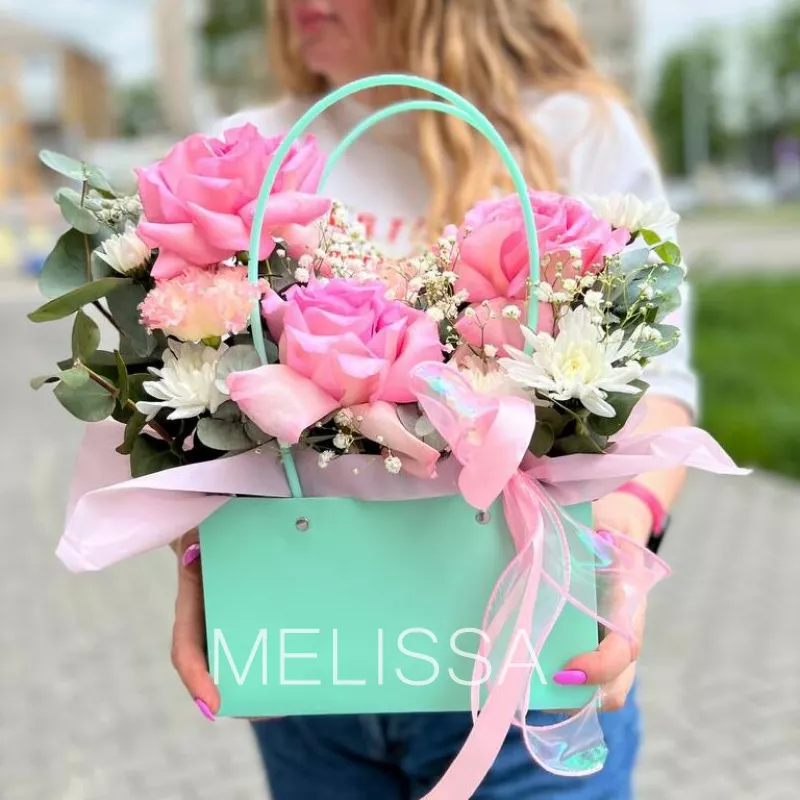 Композиция в сумке &laquo;Бирюзовая&raquo;